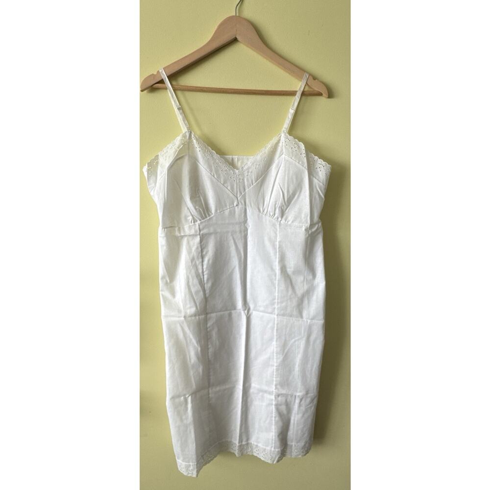 True 1970s Vintage Merville White Lace Slip Dress‎ Cottagecore USA Size 40